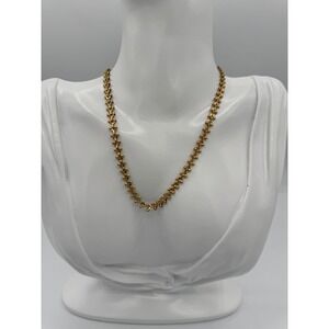 Oshena Necklace Women OS Gold New K18 Stamped Textured Beaded Chain MSRP 88